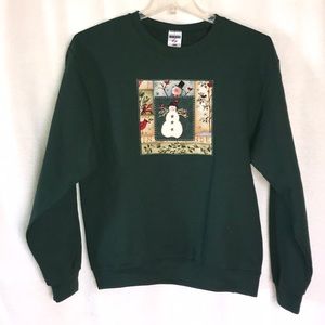 Vintage Christmas embroidered sweatshirt, size M